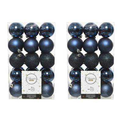 Decoris kerstballen - 60x st - donkerblauw - D6 cm - kunststof - kerstversiering Decoris kerstballen - 60x st - donkerblauw - D6 cm - kunststof - kerstversiering