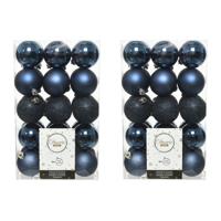 Decoris kerstballen - 60x st - donkerblauw - D6 cm - kunststof - kerstversiering