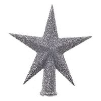 Mini kerstboom piek - zilver - D12 cm - kunststof - glitter Mini kerstboom piek - zilver - D12 cm - kunststof - glitter