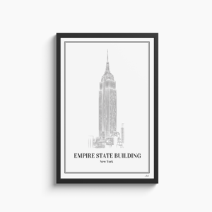 Poster Empire State Building - New York Met Lijst A1 (60 x 84cm)