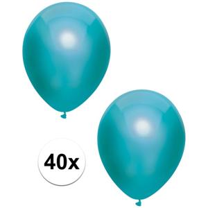 Feest ballonnen - metallic petrol blauw - 40x stuks - 30 cm - verjaardag versiering