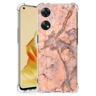 OPPO Reno8 T 4G Anti-Shock Hoesje Marmer Oranje OPPO Reno8 T 4G Anti-Shock Hoesje Marmer Oranje