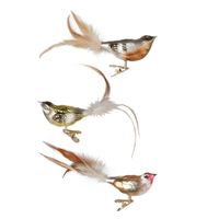 3x stuks luxe glazen decoratie vogels op clip gekleurd 11 cm - Kersthangers - thumbnail