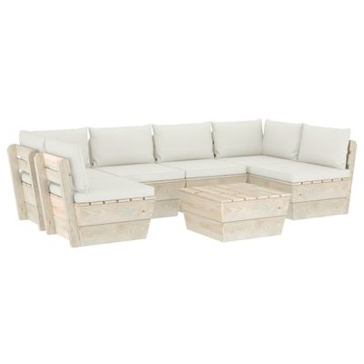 vidaXL 7-delige Loungeset met kussens pallet vurenhout