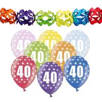 Partydeco 40 jaar feestartikelen pakket - 2x slingers en 12x ballonnen - verjaardag versiering
