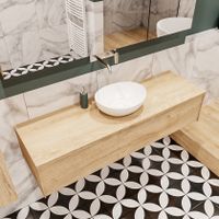 Mondiaz Lush Barco badmeubel Washed oak 150 cm 1 lade mdf 1 waskom midden zonder kraangat