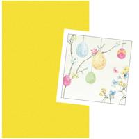 Pasen tafel dekken decoratie set - geel tafelkleed 138 x 220 cm - en 20x paas thema servetten