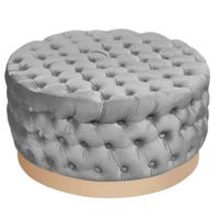 Voetensteun DKD Home Decor Grijs Polyester Hout MDF (78 x 78 x 40 cm)