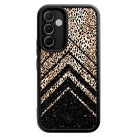 Samsung Galaxy A55 zwarte case - Chevron luipaard