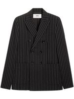 AMI Paris blazer croisé à fines rayures - Noir