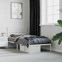 Bedframe met hoofdbord metaal wit 100x200 cm - thumbnail