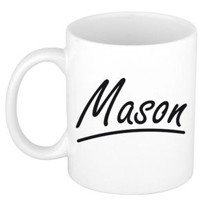 Mason voornaam kado beker / mok sierlijke letters - gepersonaliseerde mok met naam - Naam mokken
