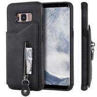 Voor Galaxy S8 effen kleur dubbele gesp rits schokbestendige beschermhoes (zwart)