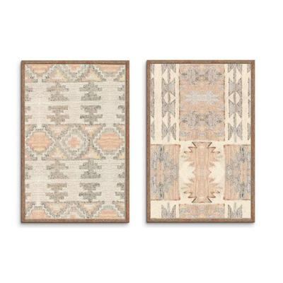 Schilderij Home ESPRIT Rood Beige Grijs 75 x 3 x 105 cm (2 Stuks)