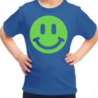 Verkleed T-shirt voor meisjes - smiley - blauw - carnaval - feestkleding voor kinderen - thumbnail