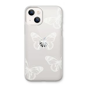 White butterfly: iPhone 13 mini Transparant Hoesje