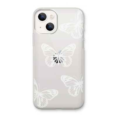 White butterfly: iPhone 13 mini Transparant Hoesje