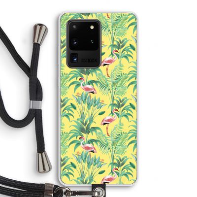 Flamingo party: Samsung Galaxy S20 Ultra Transparant Hoesje met koord