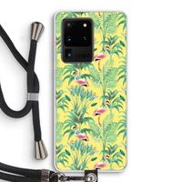 Flamingo party: Samsung Galaxy S20 Ultra Transparant Hoesje met koord