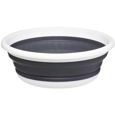 5Five Afwasteil/afwasbak opvouwbaar - wit/grijs - rond - 37,5 x 14 cm - 8 liter - kunststof