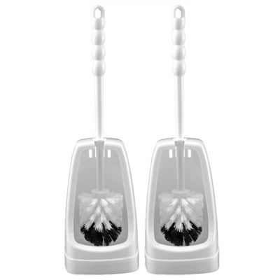2x stuks wc/toiletborstel en houder / toiletgarnituur van wit kunststof