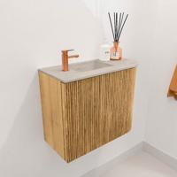 Toiletmeubel Mondiaz Joya Dlux | 51.6 cm | Meubelkleur Oak | Faye wastafel Opalo Wasbak Links | 1 kraangat