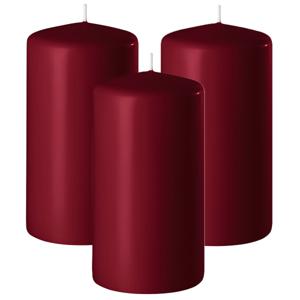 Enlightening Candles Cilinder/stompkaars - 3x - bordeaux rood - D6 x H10 cm - 36 branduur