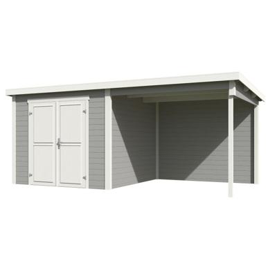 Blokhut met overkapping Lars 500x250 Platinum Grey-Wit - Outdoor life