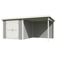 Blokhut met overkapping Lars 500x250 Platinum Grey-Wit - Outdoor life