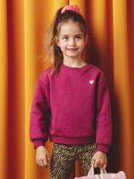 Basic meisjessweater met motief donkerpaars