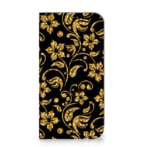 iPhone 15 Plus Smart Cover Gouden Bloemen