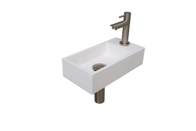 Fonteinset INK Versus 36x18x9 cm Polystone Glans Wit Met Kraangat Rechts Brushed Nickel