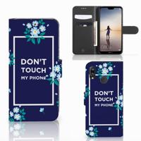 Huawei P20 Lite Portemonnee Hoesje Flowers Blue DTMP Huawei P20 Lite Portemonnee Hoesje Flowers Blue DTMP