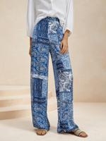 Casual Loose Blue Floral Pants With No - thumbnail
