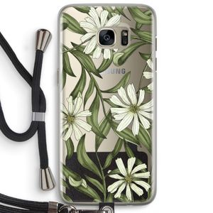Wit bloemenpatroon: Samsung Galaxy S7 Edge Transparant Hoesje met koord