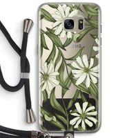 Wit bloemenpatroon: Samsung Galaxy S7 Edge Transparant Hoesje met koord