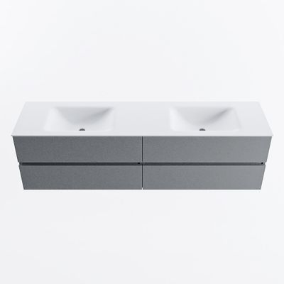 MONDIAZ VICA 180cm badmeubel onderkast Plata 4 lades. Wastafel CLOUD dubbel 2 kraangaten, kleur Talc.