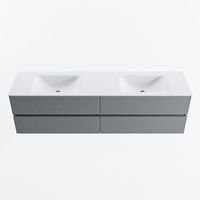 MONDIAZ VICA 180cm badmeubel onderkast Plata 4 lades. Wastafel CLOUD dubbel 2 kraangaten, kleur Talc.