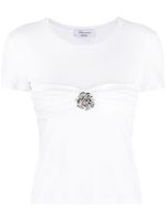 Blumarine t-shirt à détail de broche - Blanc