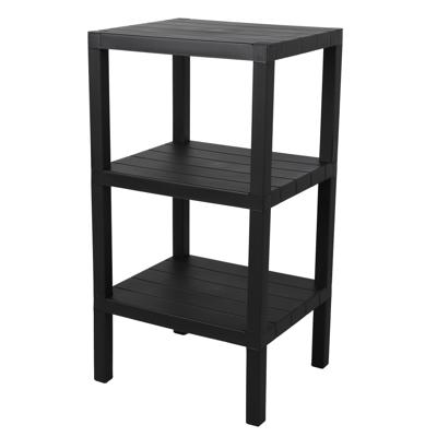 Opbergrek 3-laags - zwart - kunststof - 39 x 33 x 72 cm - schuur/zolder rekje