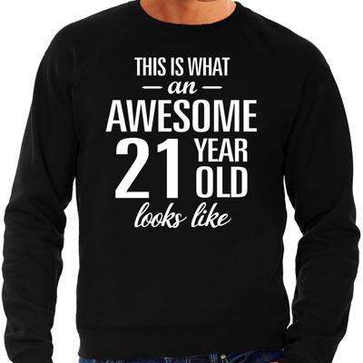 Awesome 21 year - geweldige 21 jaar - Cadeau sweater - trui - zwart - voor heren - Verjaardag