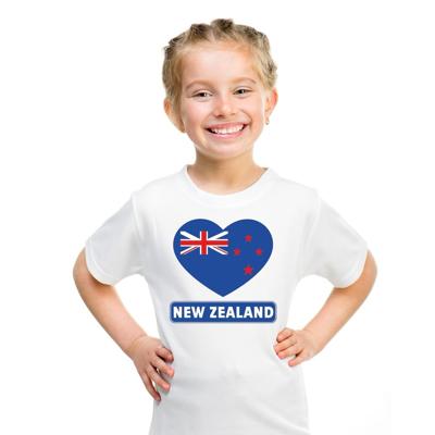 Nieuw Zeeland Supporters t-shirt - kinderen - hartjes vlag - wit - korte mouwen - sport - kleding Nieuw Zeeland Supporters t-shirt - kinderen - hartjes vlag - wit - korte mouwen - sport - kleding