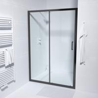 Saniclass ID06 Quick Fit Schuifdeur - 100x190cm - 6mm veiligheidsglas - alu profiel - anti kalk - mat zwart SAQ6121-100B