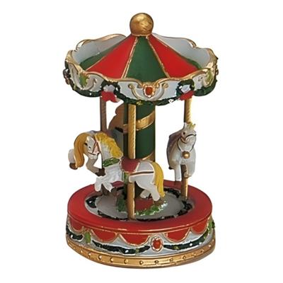 Kerstdorp - carousel - polystone - 10 cm - multikleur - draaimolen