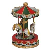 Kerstdorp - carousel - polystone - 10 cm - multikleur - draaimolen