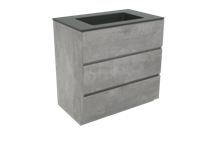 Storke Edge staand badkamermeubel 85 x 52 cm beton donkergrijs met Scuro enkele wastafel in mat kwarts