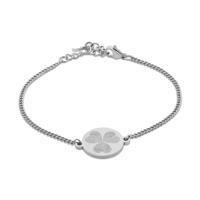Gepersonaliseerde vingerafdruk klaver armband - Stainless steel - Zilver - 3 vingerafdrukken