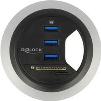 Delock 62869 in-desk hub 3-poorts USB 3.0 + SD-kaartlezer met 2 sleuven