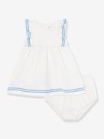 Babyjurk voor meisjes van katoen en bloomer wit