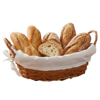 Gerimport Broodmandje met stof - gevlochten - lichtbruin - ovaal - 20 x 26 x 12 cm